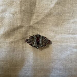 1928 Purple and Blue Glass Stones and Silver Brooch